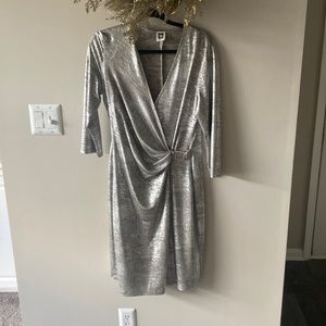 Silver Anne Klein wrap dress